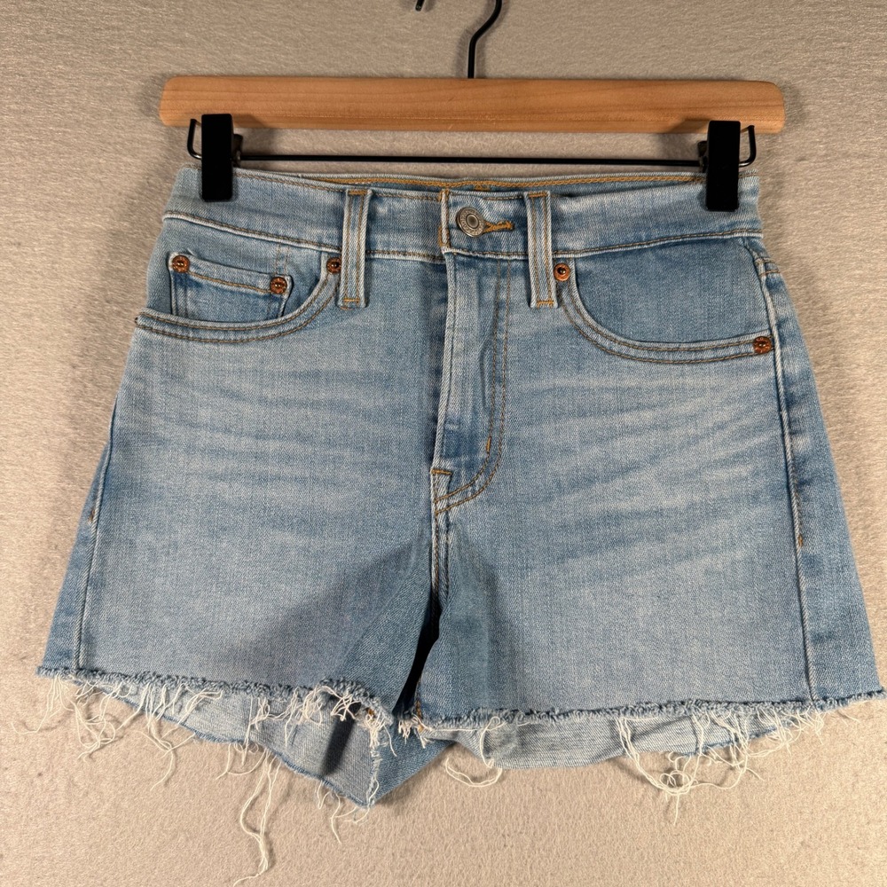 Levis High Rise Denim Shorts Light Wash Raw Hem Blue 72878-0029 Womens 25‎